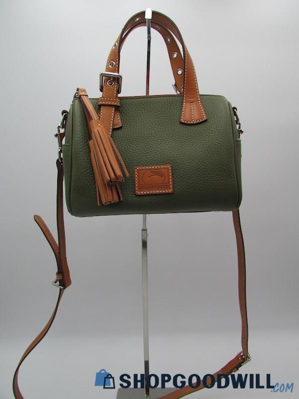 Dooney & Bourke Kendra Olive Pebble Leather Mini Barrel Satchel Handbag Purse