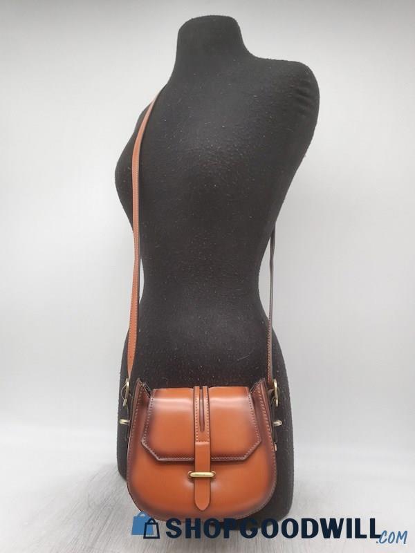 Women's Brown Leather Small Crossbody Handbag Purse