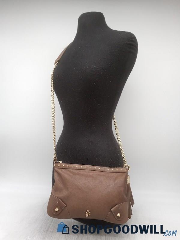 Juicy Couture Brown Studded Leather Small Crossbody Handbag Purse