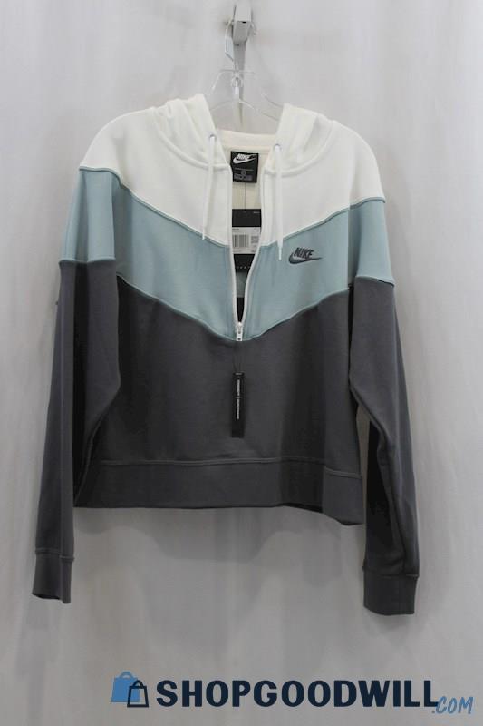 NWT Nike Women's Black/White Crop 2/3 Zip Sweater SZ 1X