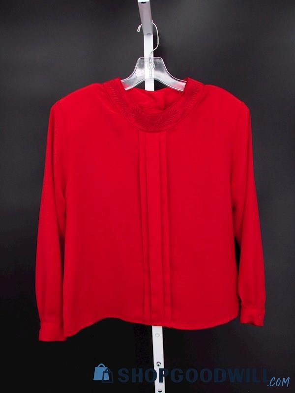 Vintage K.B. Lawrence Women's Red Long Sleeve Blouse SZ 8