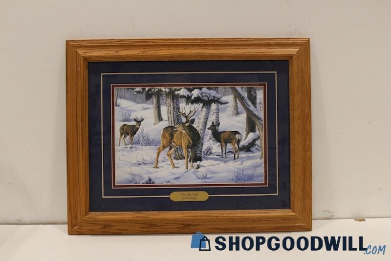 Paul Krapf Unsigned Framed & Matted Deer Painting Art Print 'Not This Year'