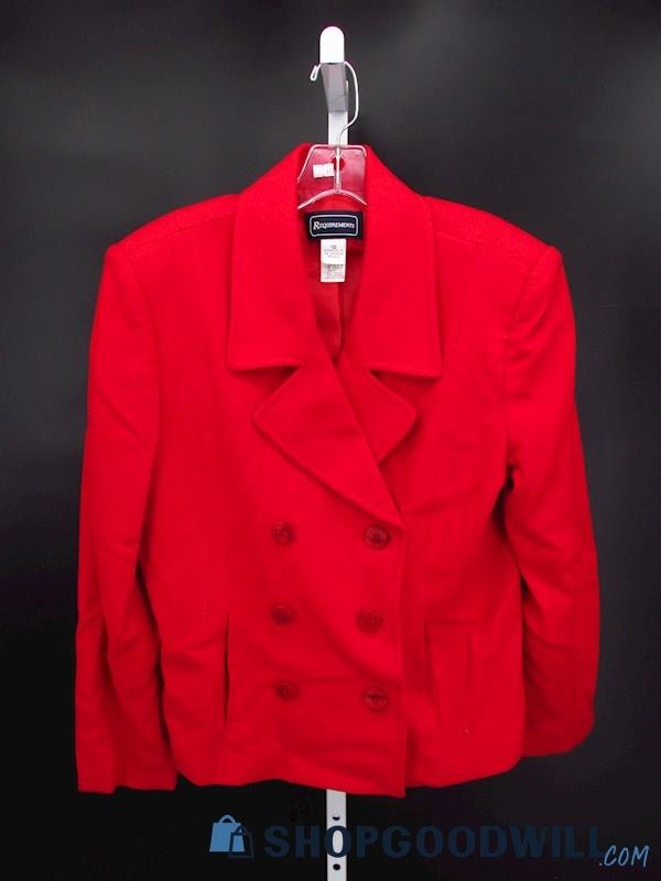 Vintage Requirements Women's Red Wool Double Breaster Blazer SZ 12