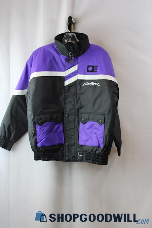 FIELDSHEER Boy's Chill Factor Black/Purple/White Winter Bomber Jacket SZ YL