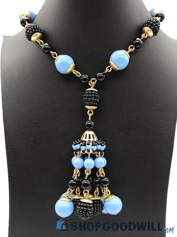 J.CREW Seacoast Blue Beaded Chandelier Necklace