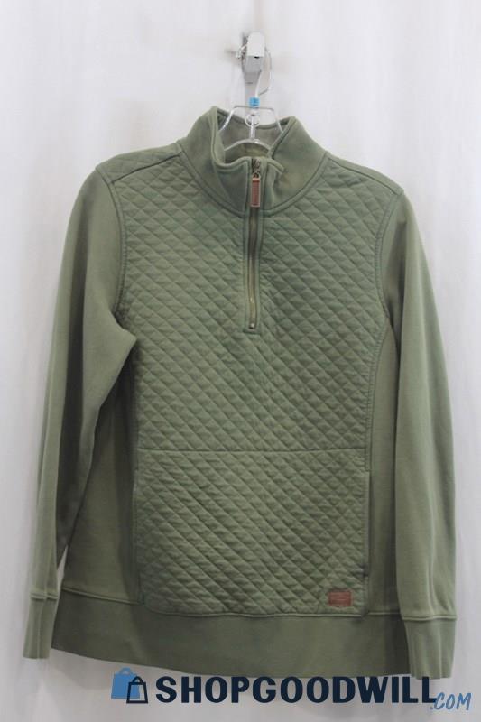 LL Bean Men's Olive Quilted Sweater SZ-M