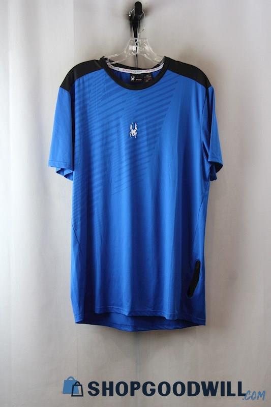 Spyder Men's Blue Striped Active T-Shirt SZ-L