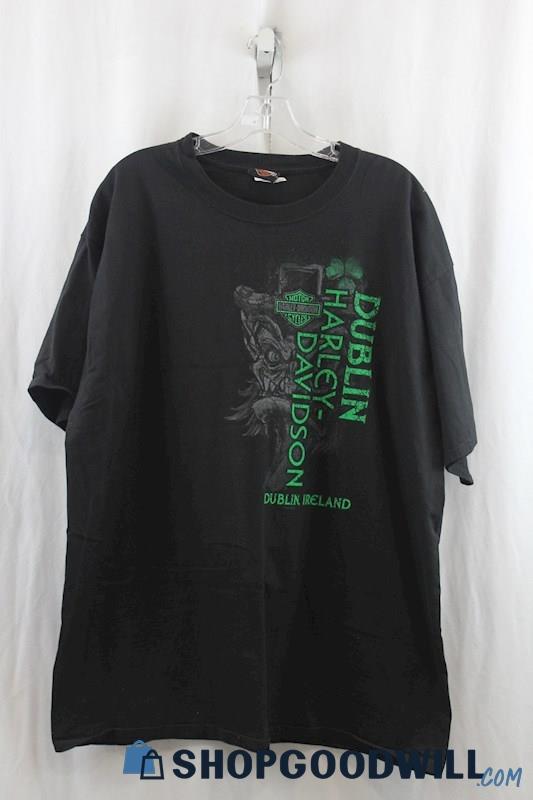 Harley-Davidson Mens Black/Green Graphic Shirt Sz 2XL
