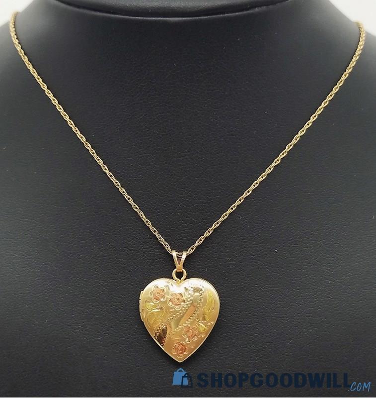 Gold-Filled Heart Locket Necklace  3.81 Grams 