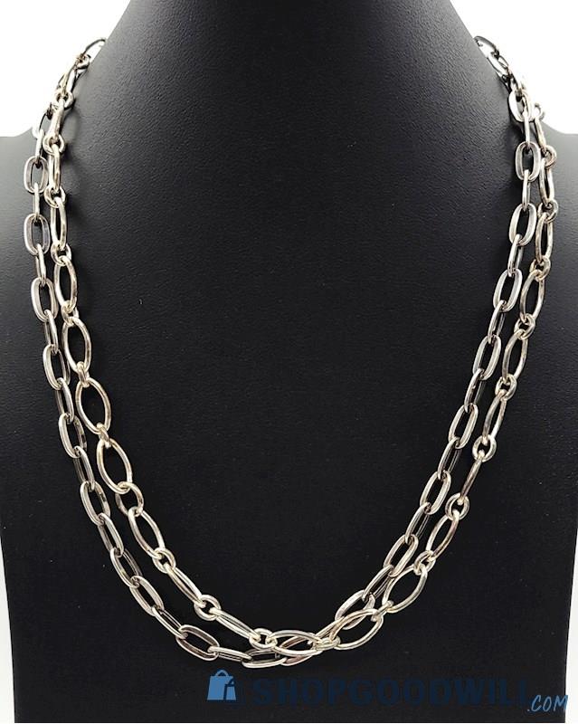 .925 Oval Link Chain Necklaces (2) 29.00 Grams