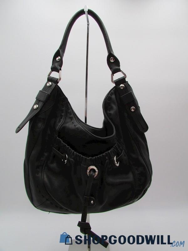 B. Makowksy Pebbles Black Leather Hobo Handbag Purse