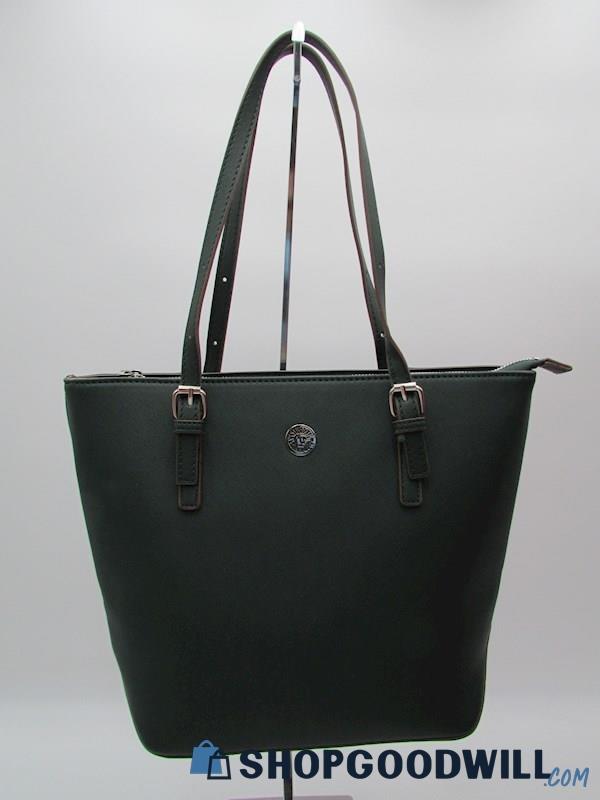Anne Klein Forest Green Saffiano Faux Leather Tote Handbag Purse
