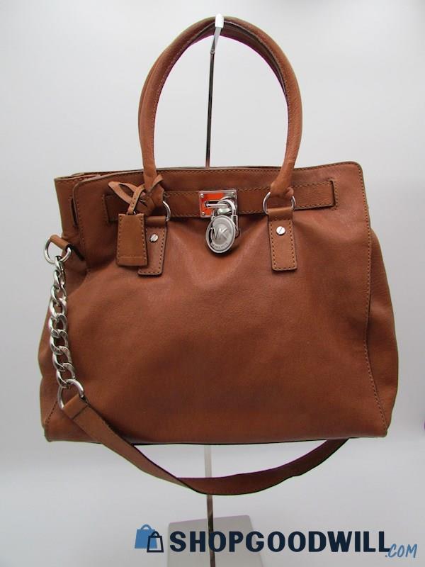 Michael Kors Hamilton Brown Leather Satchel Handbag Purse
