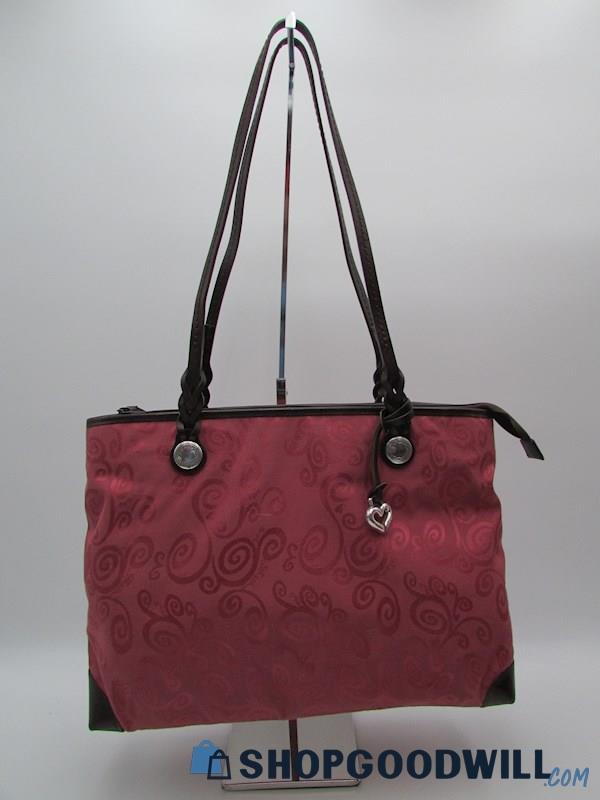 Brighton Mevelyn Rich Red Swirl Canvas/Leather Tote Handbag Purse