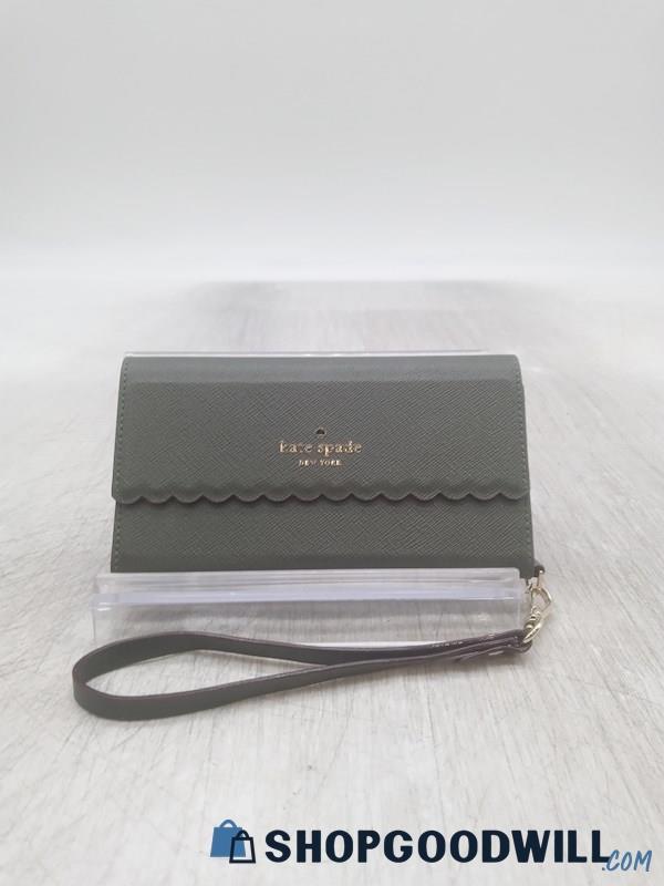 Kate Spade Green Leather Phone Case Wristlet Handbag Purse