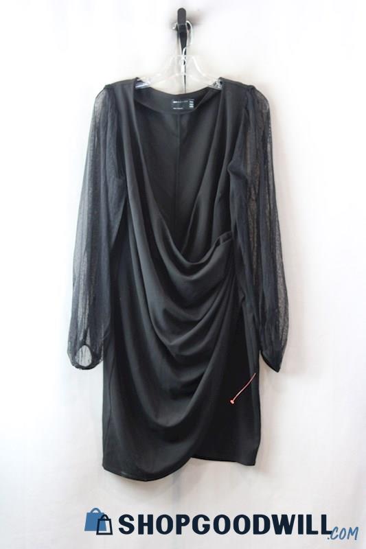 ASOS Women's Black Surplice Sheer Long Sleeve Dress sz 14