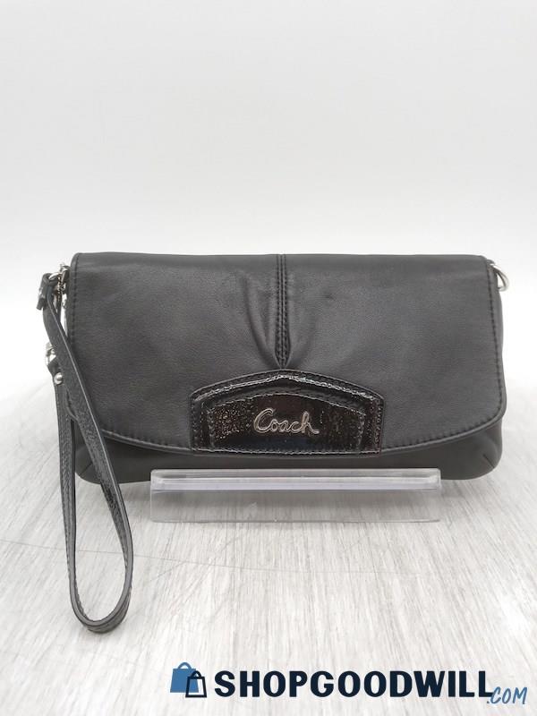 Coach Ashley Black Pleated Leather Wristlet Wallet Handbag Purse