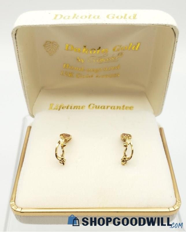 10K/14K Vintage Tri-Color Dakota Black Hills Gold Earrings - IOB 1.4grams
