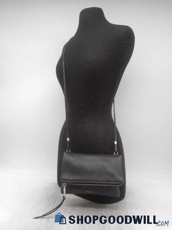 Coach The Urbane Black Pebble Leather Foldover Crossbody Handbag Purse