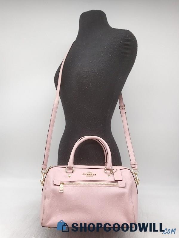 Coach Rowan Pink Crossgrain Leather Satchel Handbag Purse
