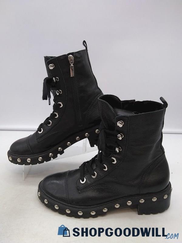 Schutz Women's Black 'Andrea' Lace Up Studded Combat Boots SZ 6.5
