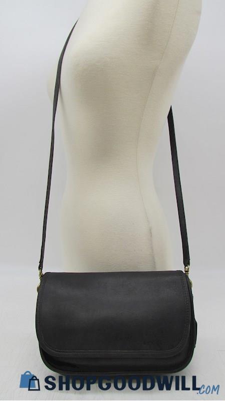 Vintage Coach Ritchie Black Leather Flap Crossbody + Wallet Handbag Purse