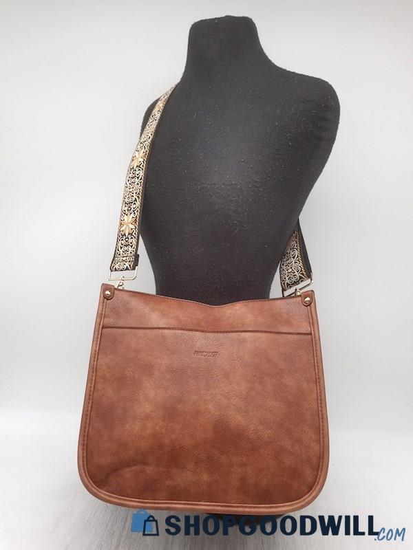Hkcluf Brown Faux Leather Large Crossbody Handbag Purse