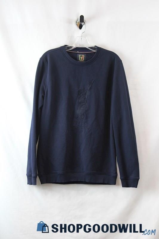 Peter England Men's Navy Embroidered Graphic Sweater sz XL