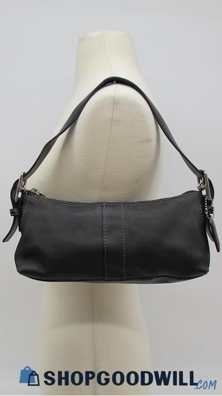 Authentic Vintage Coach East West Demi Black Leather Baguette Handbag Purse