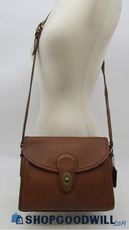 Authentic Vintage Coach Devon 9908 British Tan Leather Flap Crossbody Handbag