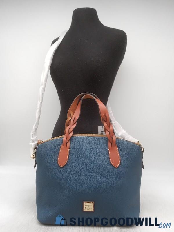 NWT Dooney & Bourke Celeste Blue Pebble Leather Large Satchel Handbag Purse