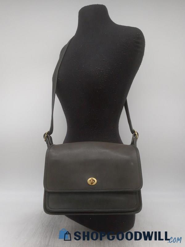 Vintage Coach Grey Leather Crossbody Handbag Purse