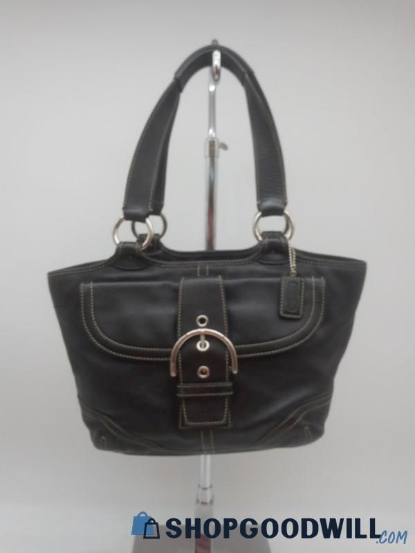 Authentic Coach Vintage Soho Black Leather Buckle Small Shoulder Handbag Purse