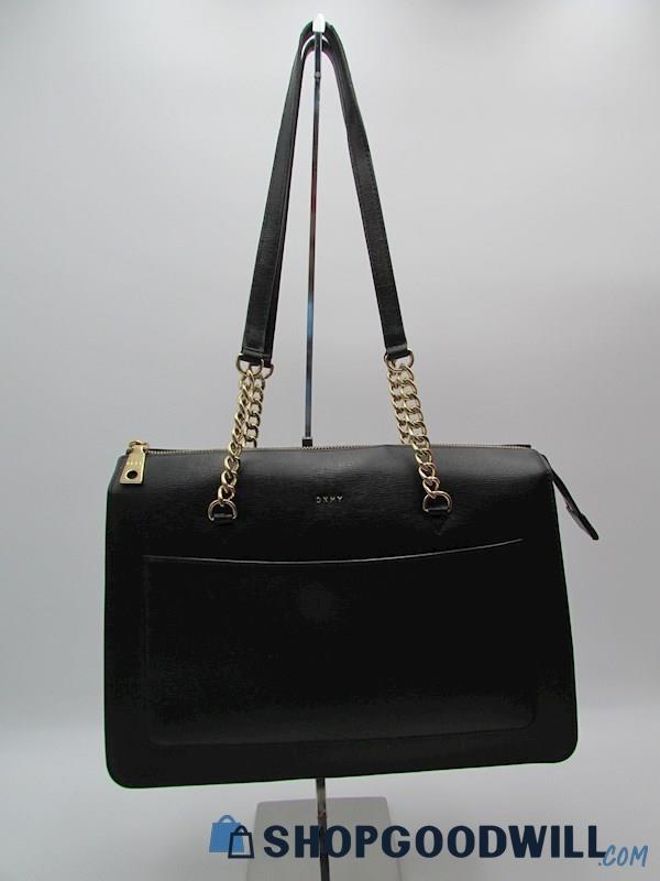 DKNY Bryant Black Faux Leather TZ Tote Handbag Purse