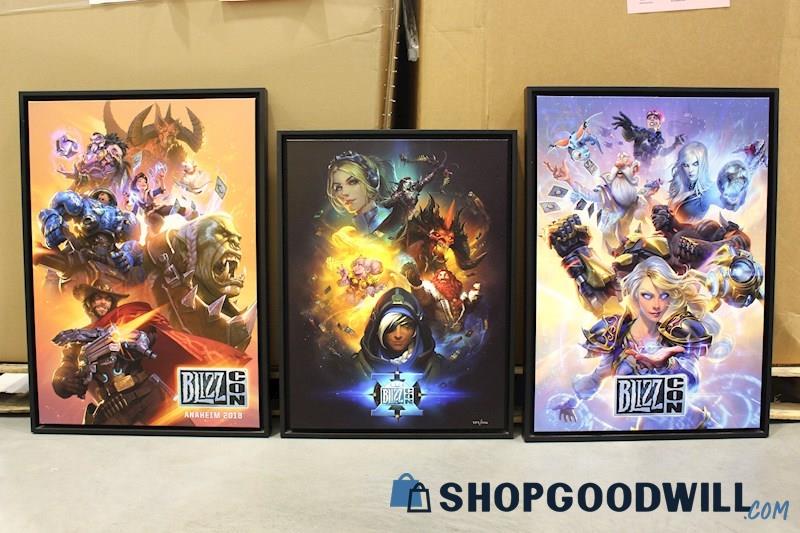 3 BlizzCon 2016-18 Canvas Giclées w/CoA WoW Overwatch+ Games Art Decor PICKUP