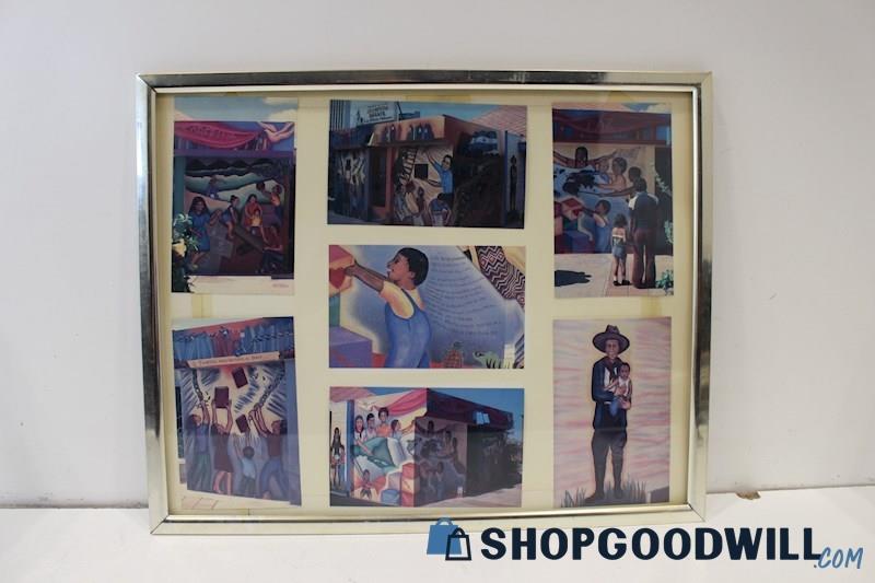 Framed Non-matted PhotoCollage Luis Alfonso Velasquez Children Library Murals