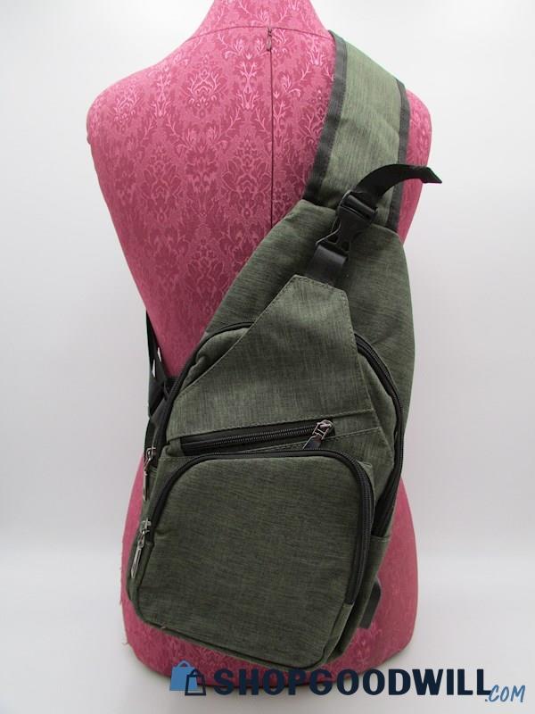 Nupouch Olive Heather Canvas Daypack Sling Bag Handbag Purse