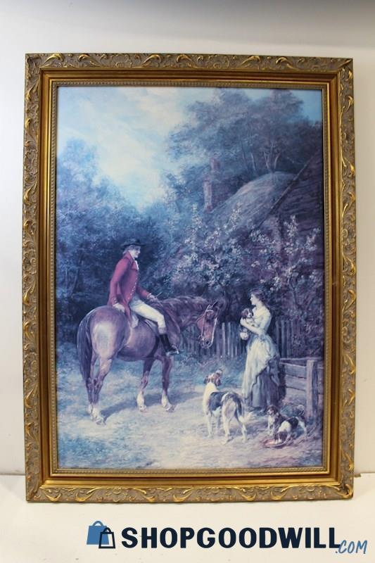'A Visit to the Kennels' Framed Art Print on Panel Board Unsigned Heywood Hardy