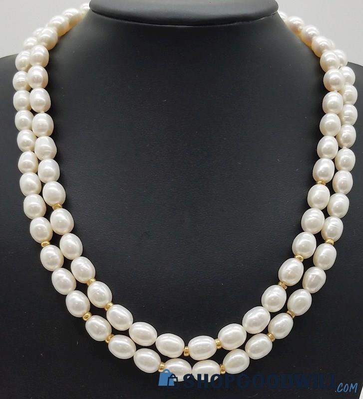 14K Yellow Gold ZOE B. Baroque Pearl 2-Strand Necklace  60.81 Grams