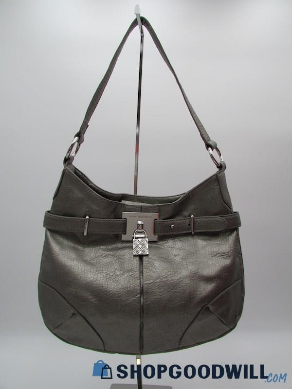 Dana Buchman Pewter Metallic Faux Leather Hobo Handbag Purse