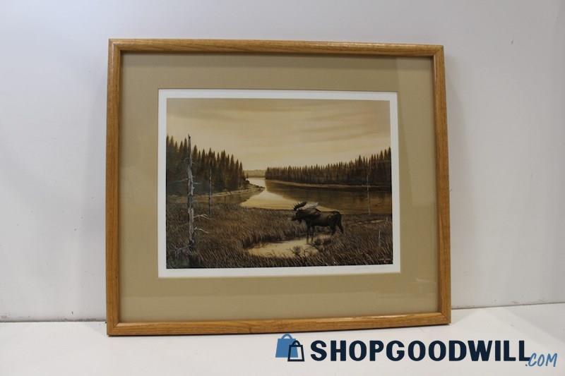 'Moose Territory' Framed Painting Art Print Signed by Harlan Zieska #371/700