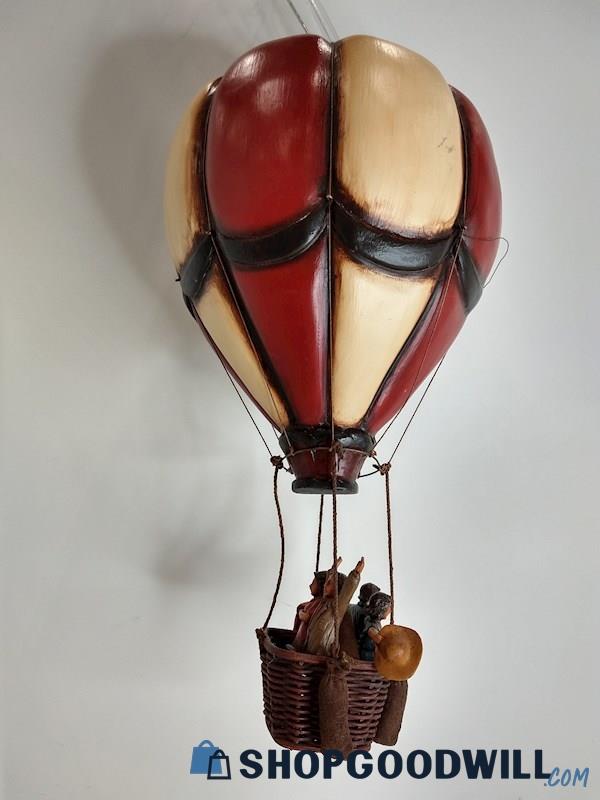 Vintage Ceiling Hanging Hand Painted Hot Air Balloon Statue/ Detailed W/ People 