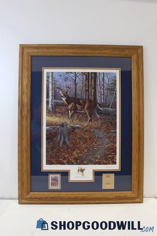 Woodland Prince Framed Collectors Edition Print Signed Harry Antist w/Coin&Stamp
