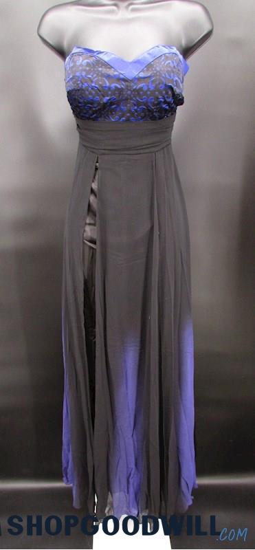 Ever Pretty Women's Black & Cobalt Blue Sweetheart Strapless Formal Gown SZ S