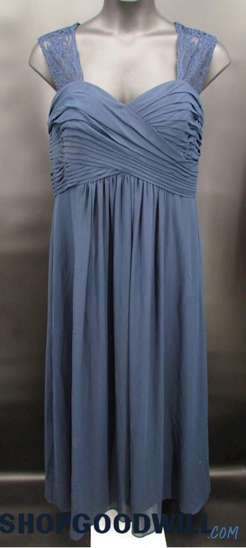 Bill Levkoff Women's Navy Blue Sweetheart Lace Keyhole Detail Formal Gown SZ 20