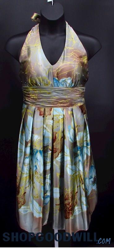 NWT Jessica Howard Women's Multicolor Floral Halter A-line Formal Dress SZ 12