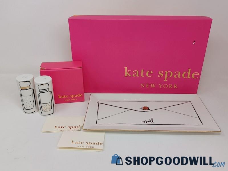 Kate Spade Lenox Daisy Place Salt & Pepper Shakers And Snail Mail Tray ...