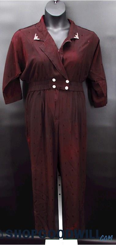 Vintage En Focus Women's Brown Jump Suit Formal Wear SZ 9/10