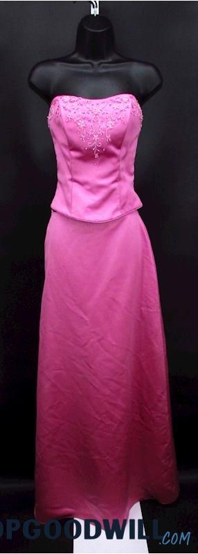 Raylia Designs Women's Fuchsia Beaded Corset Top/Skirt 2 Pc Formal Dress SZ 6