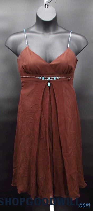 Nicole Miller Women's Brown Babydoll Sweetheart Short Formal Dress SZ 10 